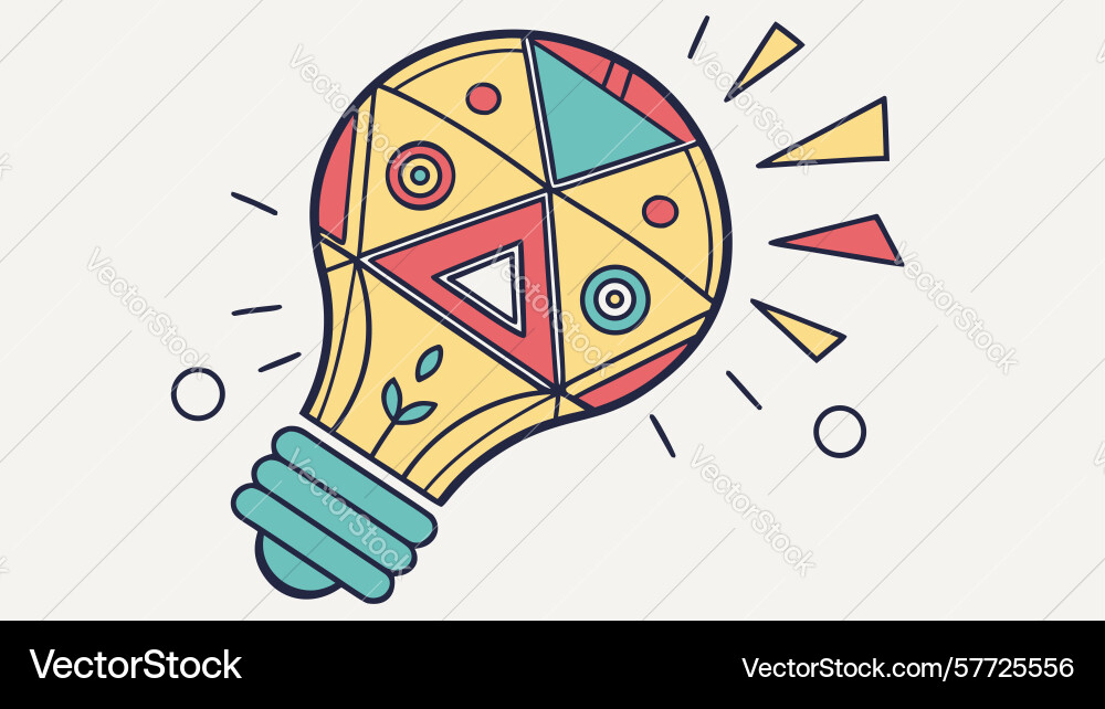 Exploding light bulb with geometric patterns vector image