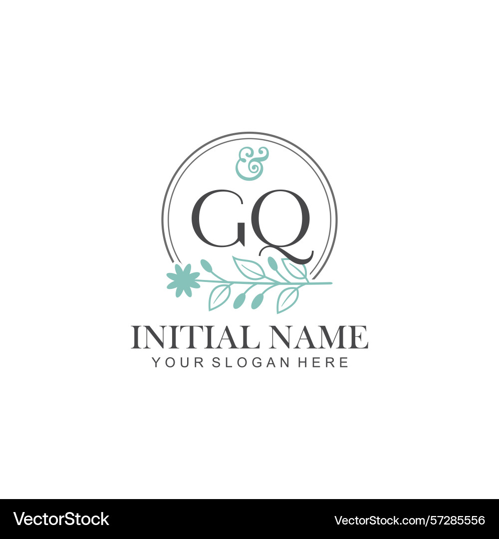 Gq initial logo templates with botanical elements Vector Image