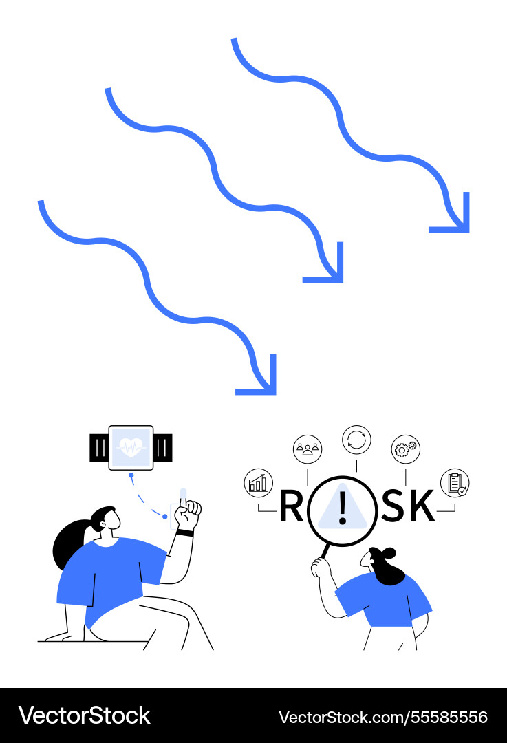 Identifying and responding to risks with data flow Identifying and responding to risks with data flow vector image