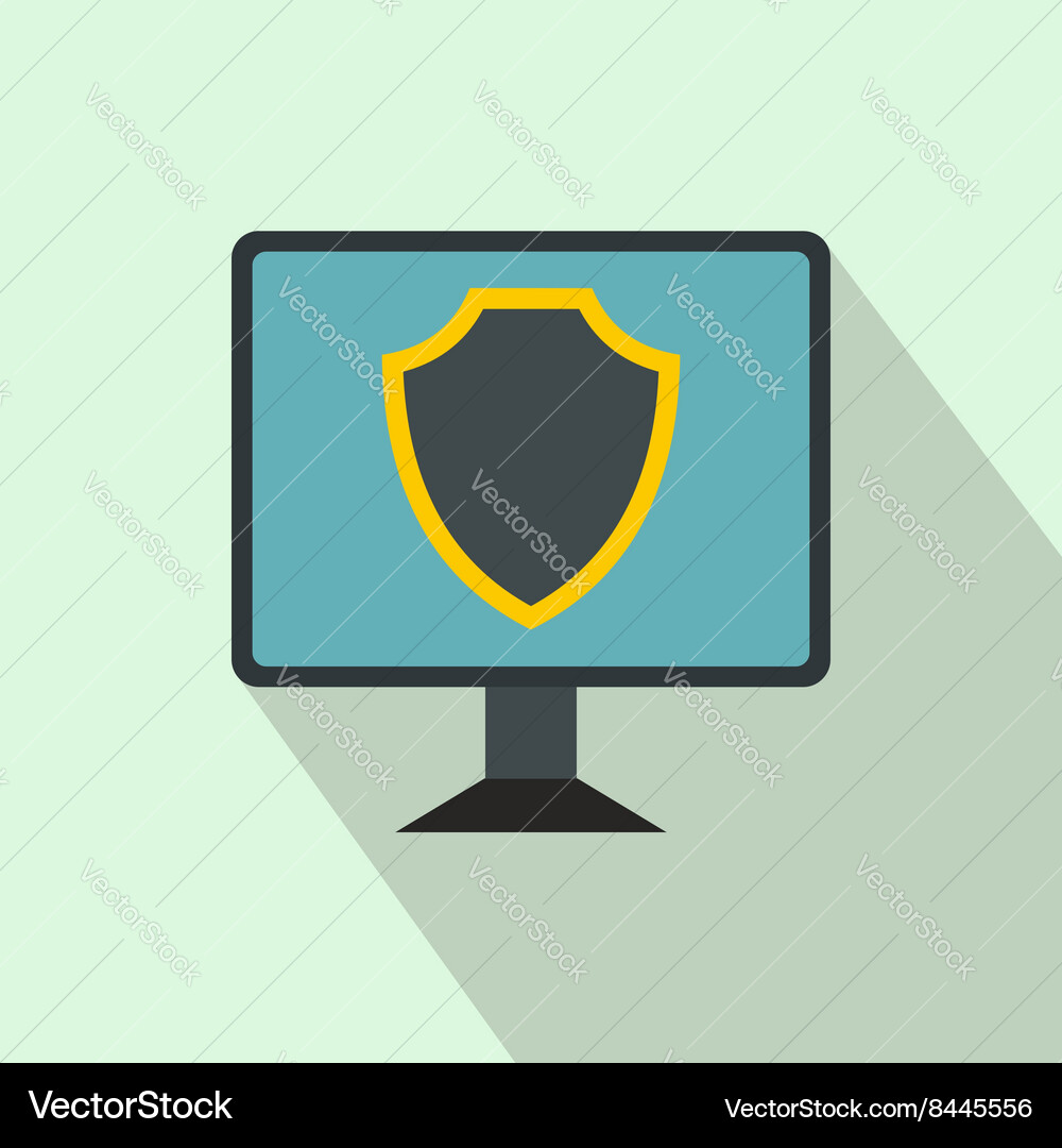 Monitor with security shield on the screen icon Vector Image