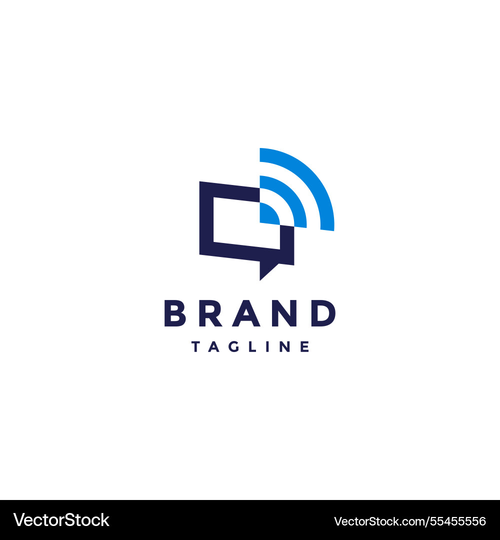Simple wifi connection message box logo design Simple wifi connection message box logo design Vector Image