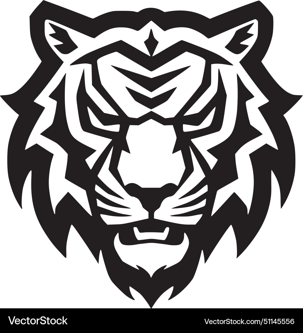 Tiger - black and white Royalty Free Vector Image