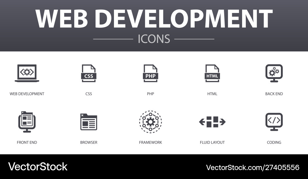 Web Development Icon Set - Moderne Konzepte Vektorbild