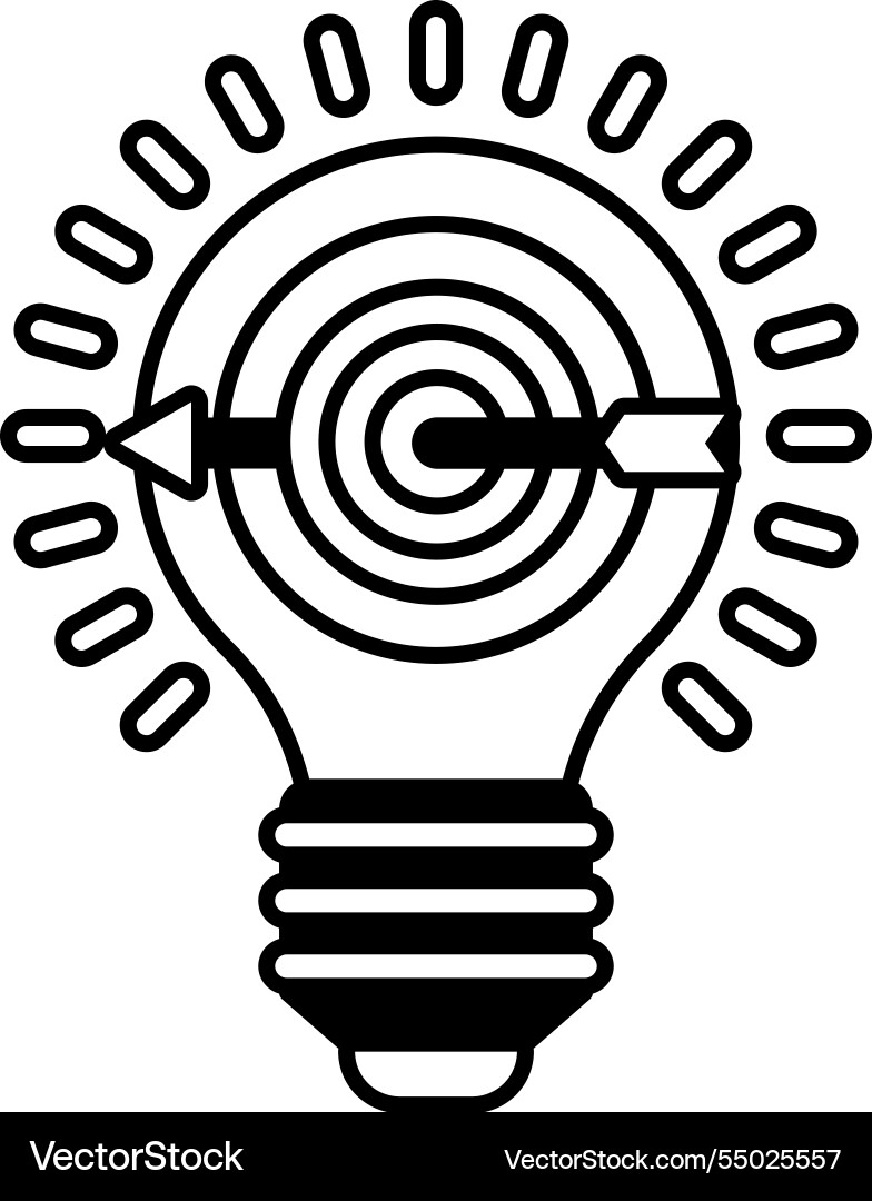 A light bulb with arrow pointing to target A light bulb with arrow pointing to target vector image