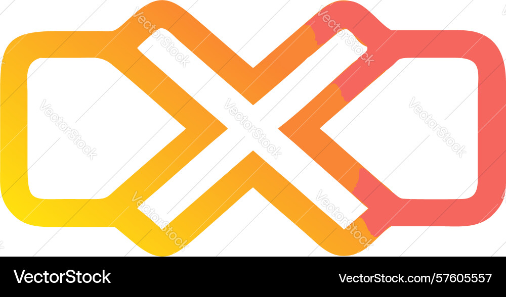 Abstract interlocking x shape logo icon design vector image