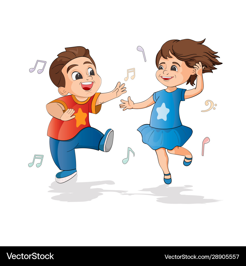 Children are dancing boy and girl at disco vector image