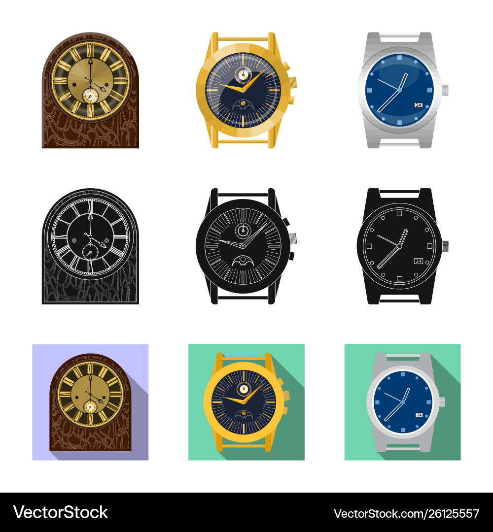 Clock and time icon set Vector Image