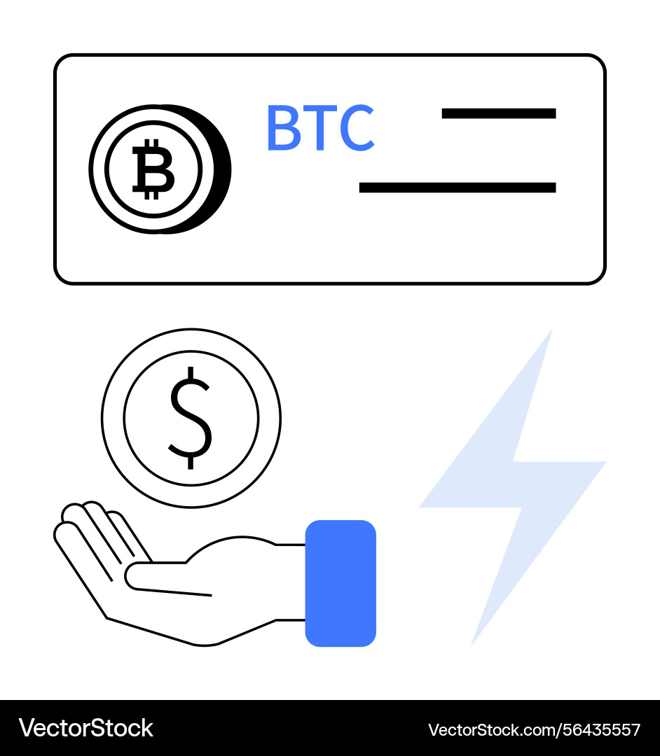Digital currency transaction with bitcoin Digital currency transaction with bitcoin vector image
