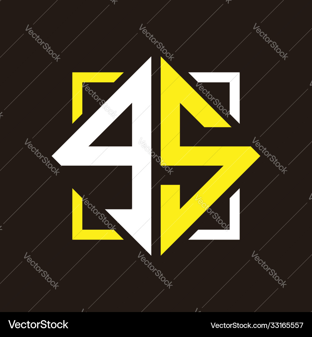 G s initials quadrangle monogram with square G s initials quadrangle monogram with square Vector Image