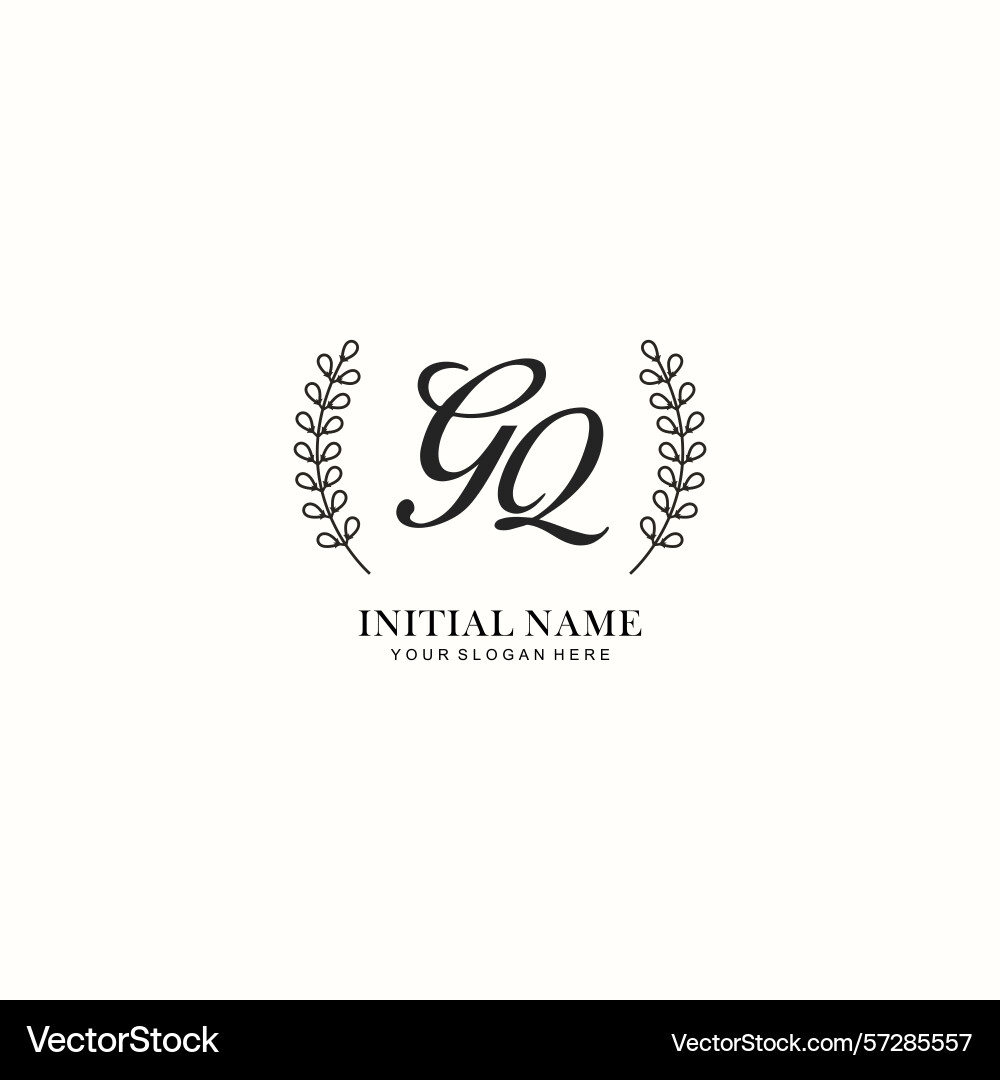 Gq initial logo templates with botanical elements Gq initial logo templates with botanical elements Vector Image