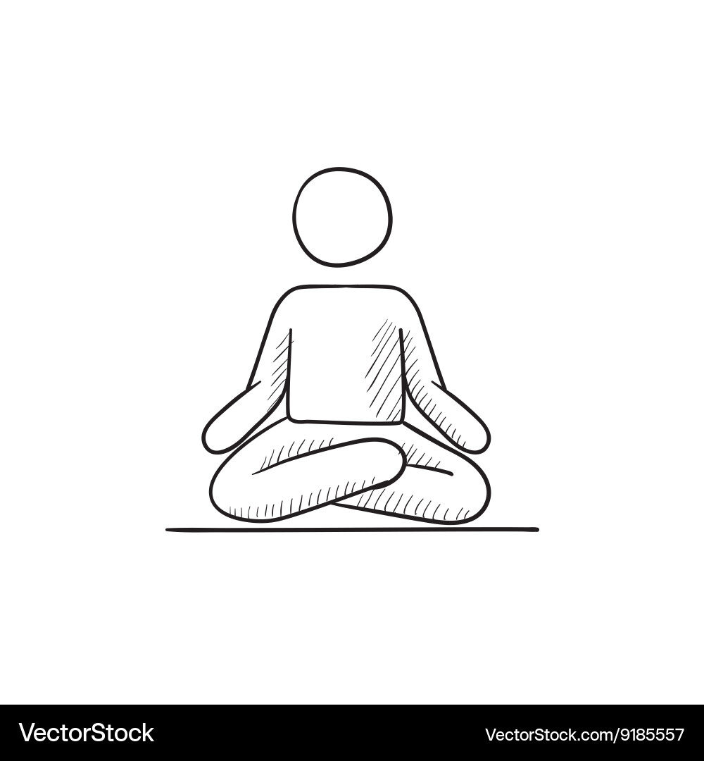 Man meditating in lotus pose sketch icon vector image