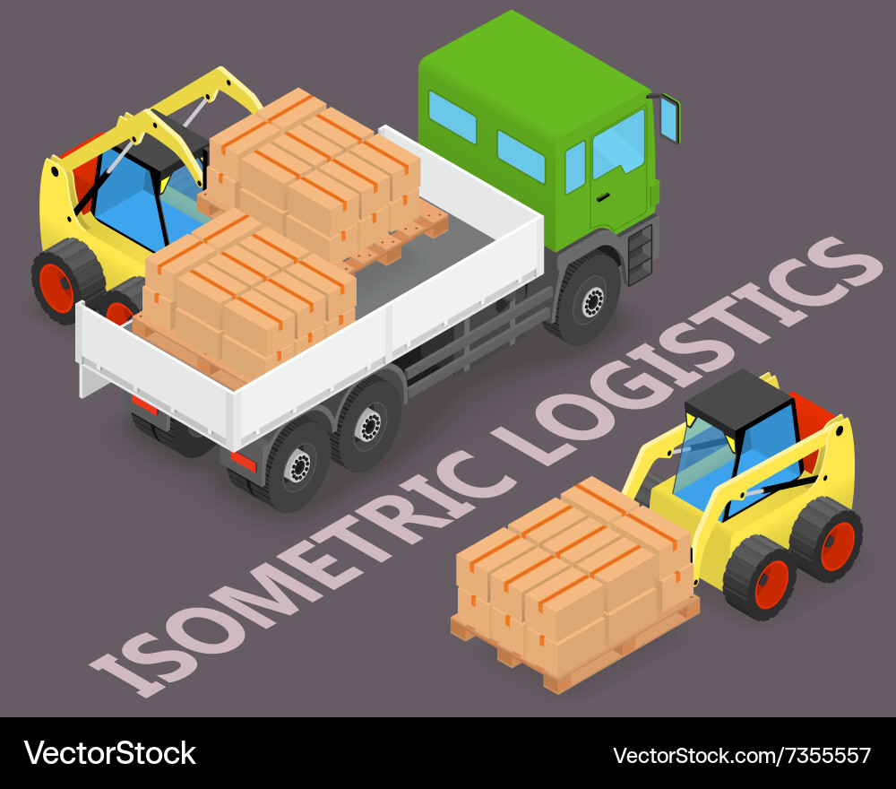 Process of loading the trucks with a forklift Vector Image
