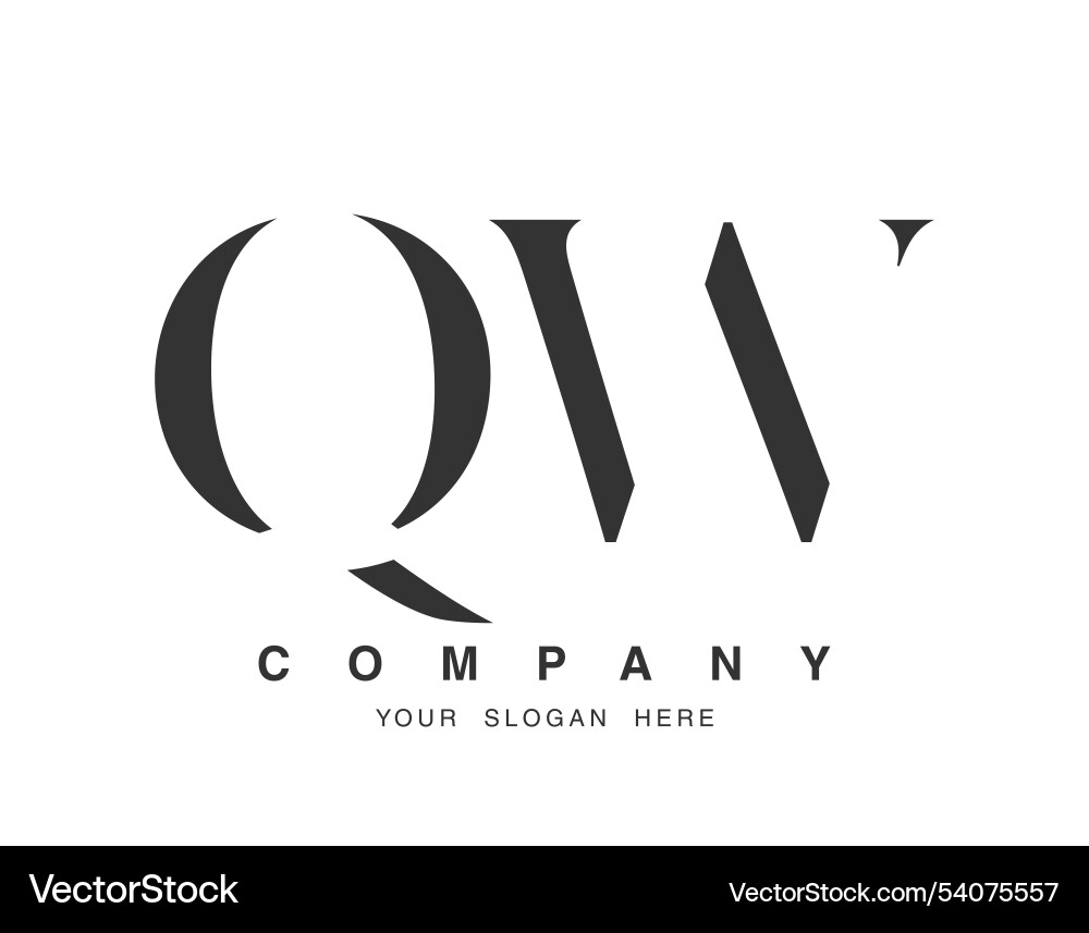 Qw logo design initial letter q and w serif font Qw logo design initial letter q and w serif font Vector Image