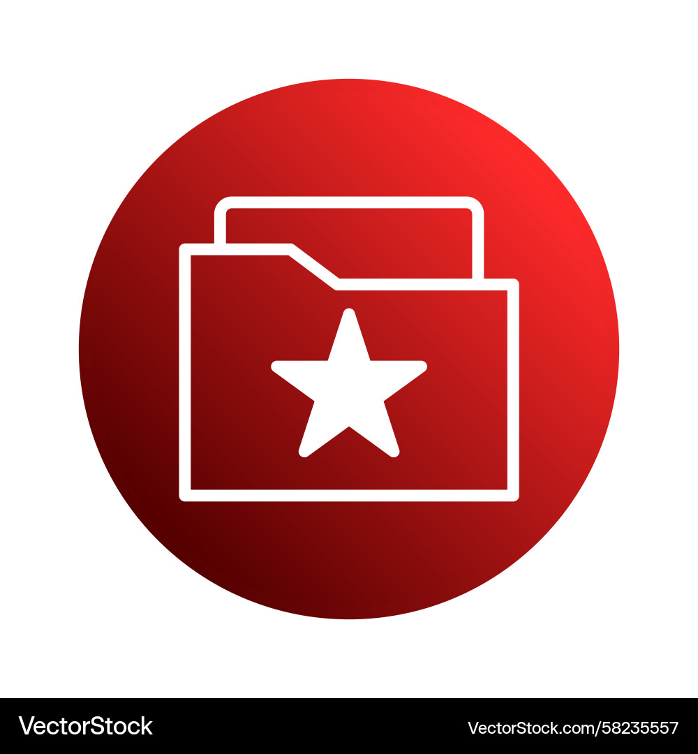 Red Circle Icon with Folder and Star Vector Image