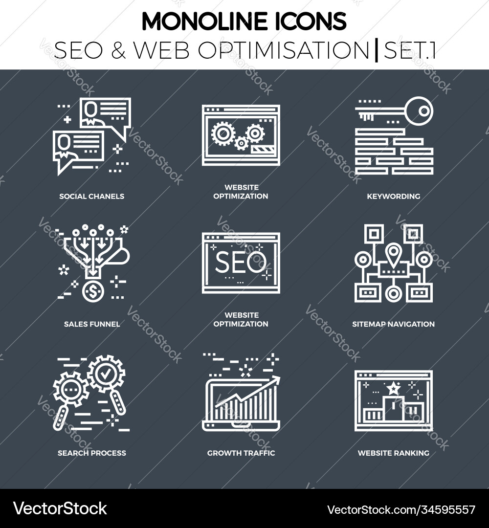 SEO & Web Optimization Icons Vector Image