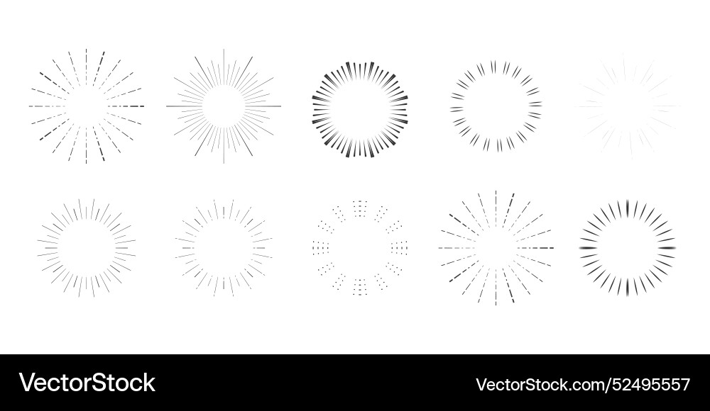 Set fireworks rays sunburst frames circle border Set fireworks rays sunburst frames circle border Vector Image