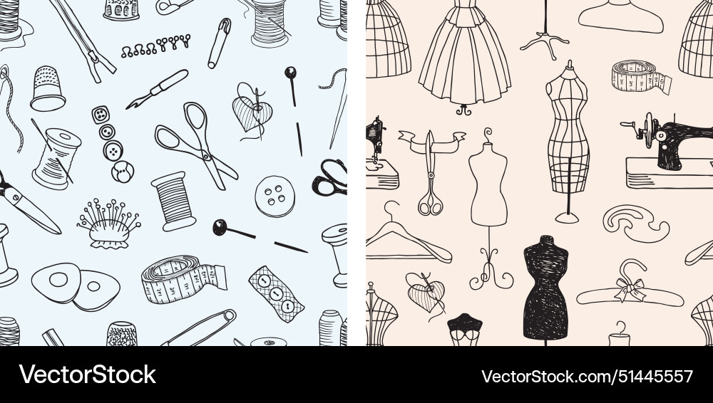 Sewing Tools Pattern - Seamless Royalty Free Vector Image