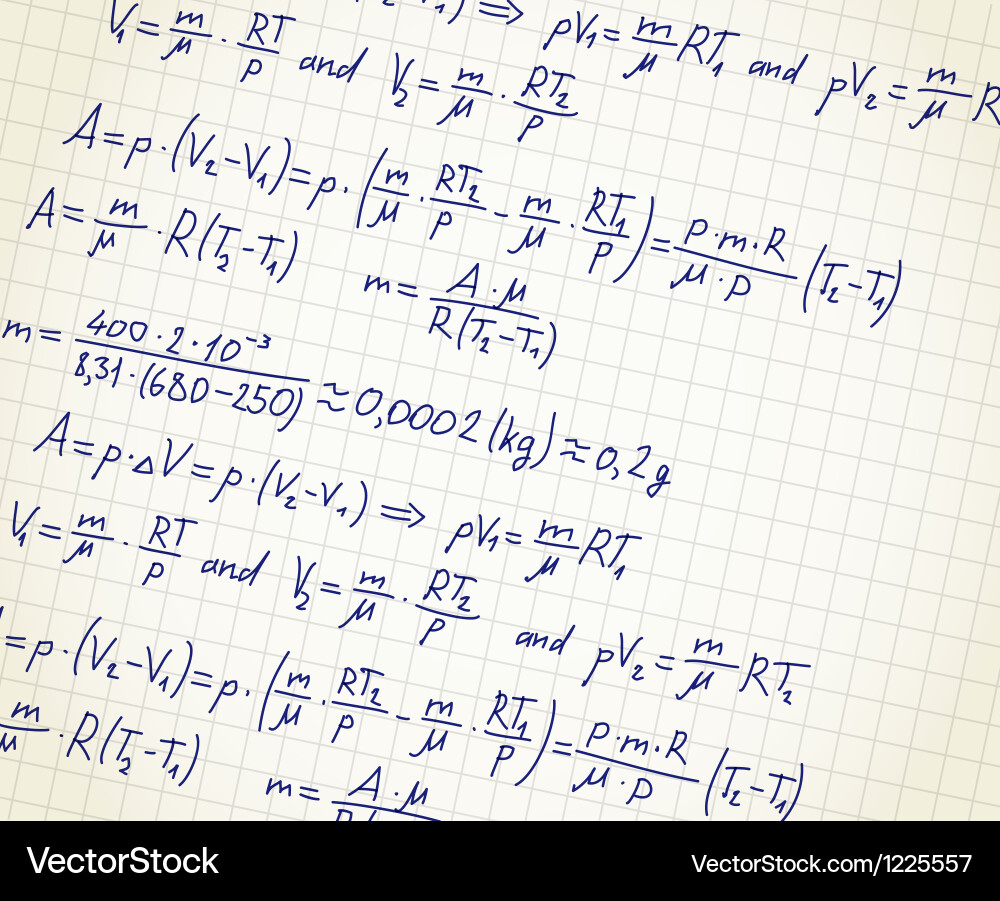 Squared Paper with Mathematical Formulas vector image