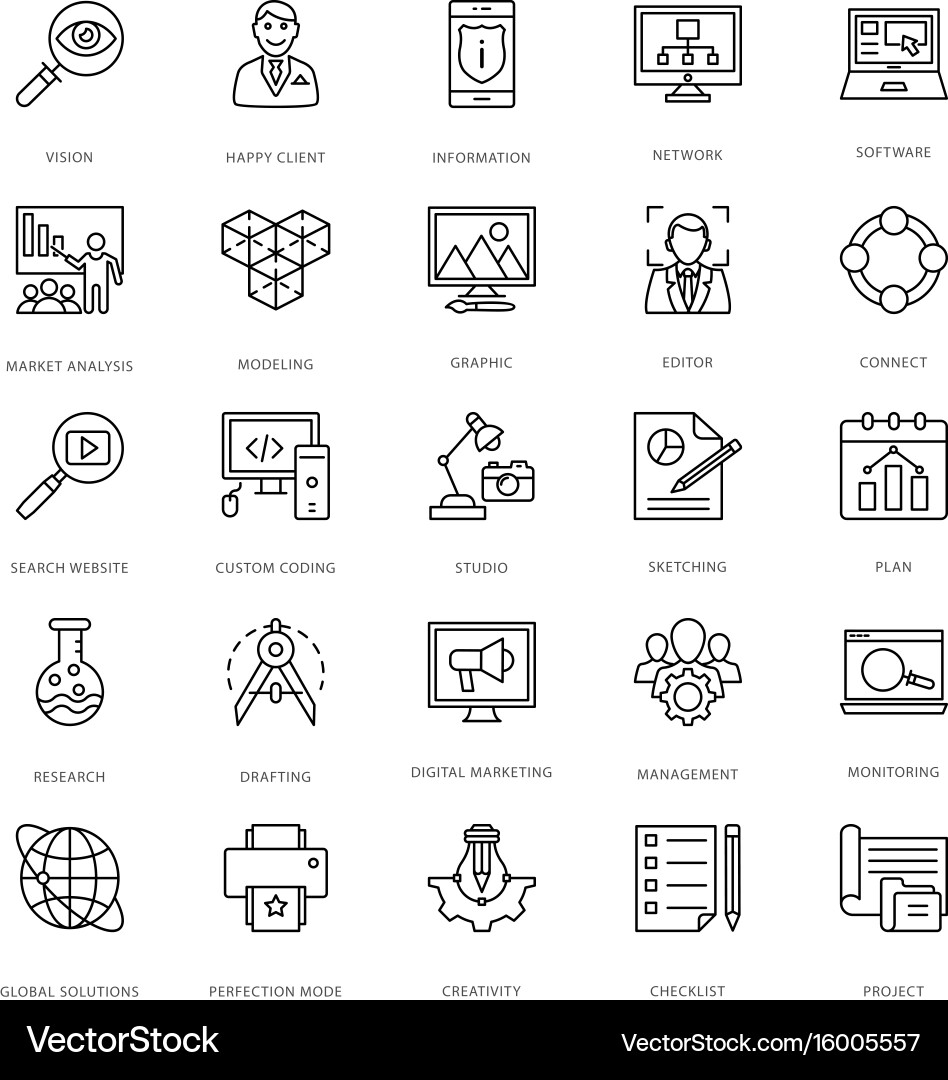 Web Development Icons - UI & Tech vector image