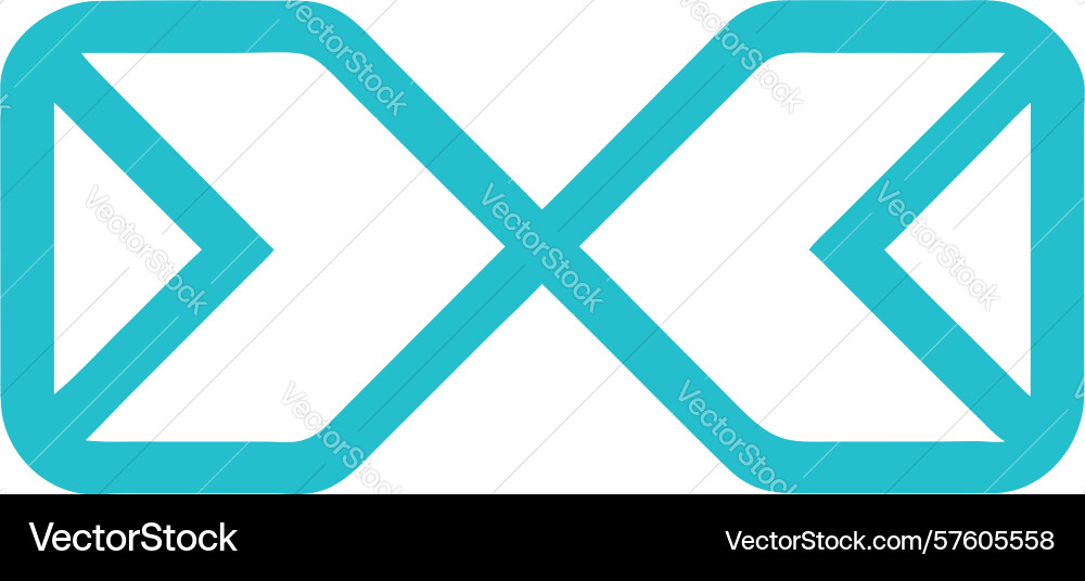 Abstract interlocking x symbol gradient icon vector image