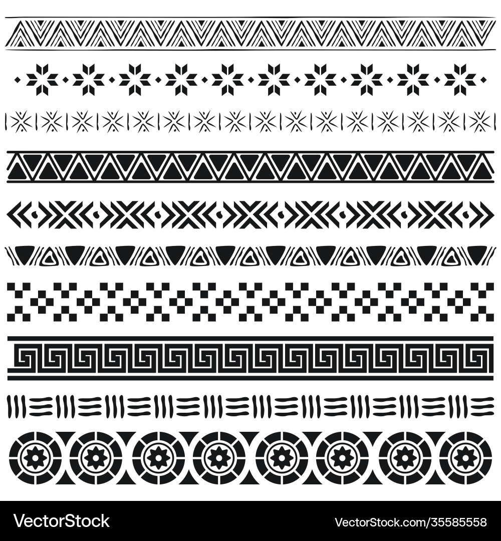 Aztec Tribal Borders Vector Image