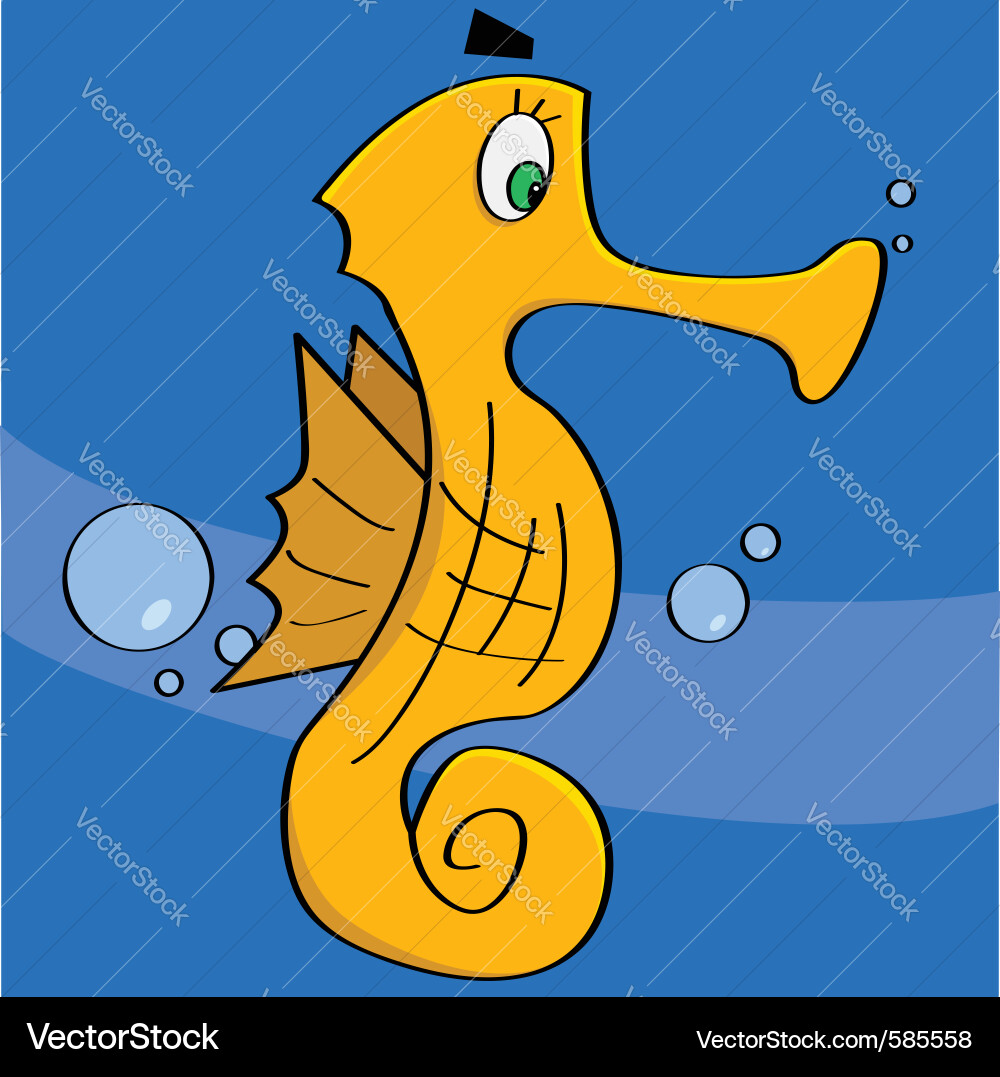Cartoon sea horse Royalty Free Vector Image - VectorStock