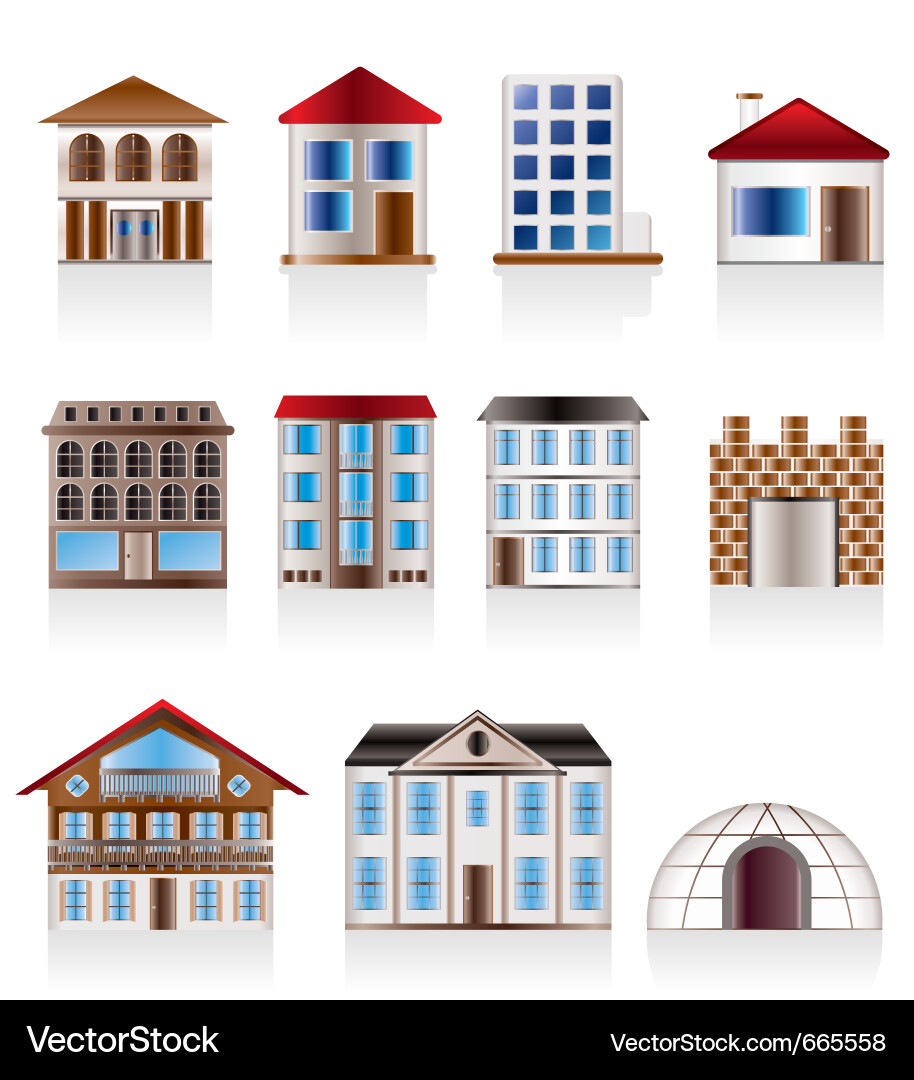 Collection of Buildings and Structures Vector Image
