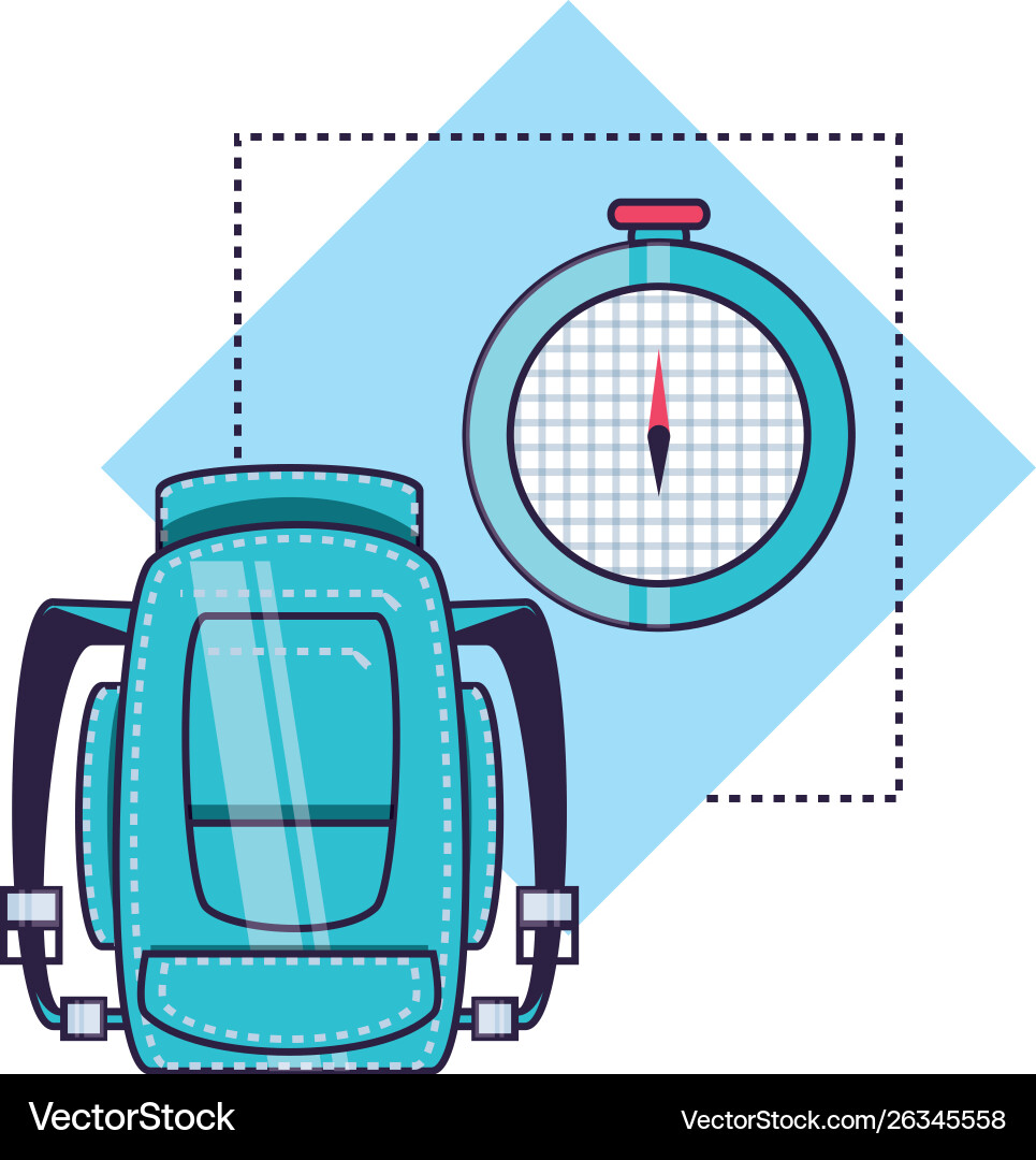 Compass guide device with suitcase Compass guide device with suitcase Vector Image