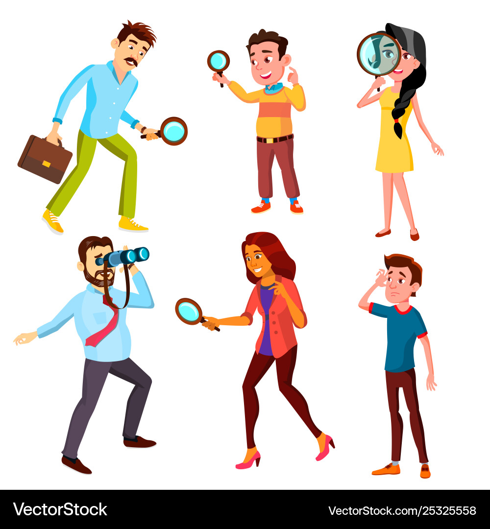 Curious characters looking information set Curious characters looking information set vector image