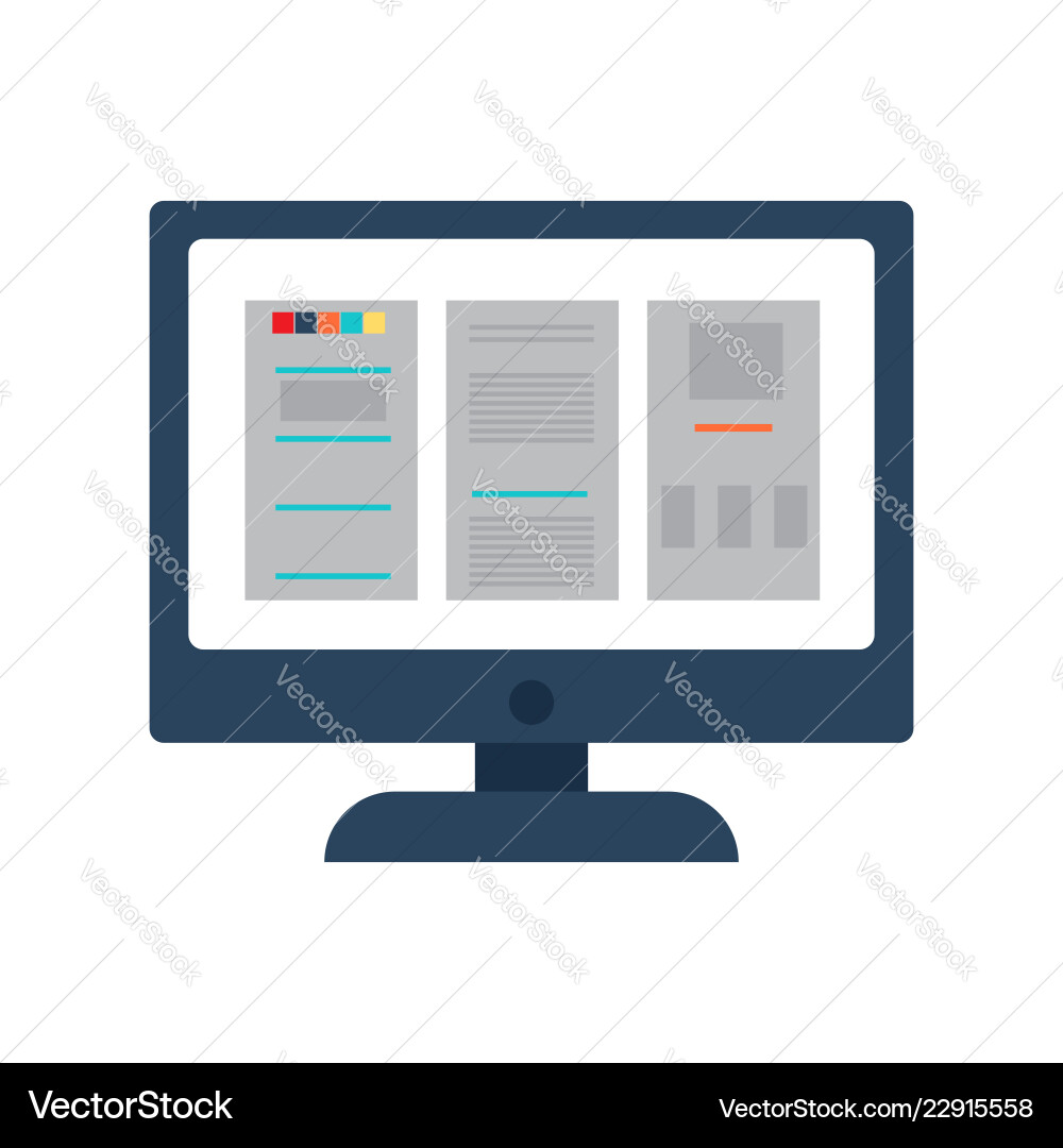 Desktop Computer with Documents Vector Image