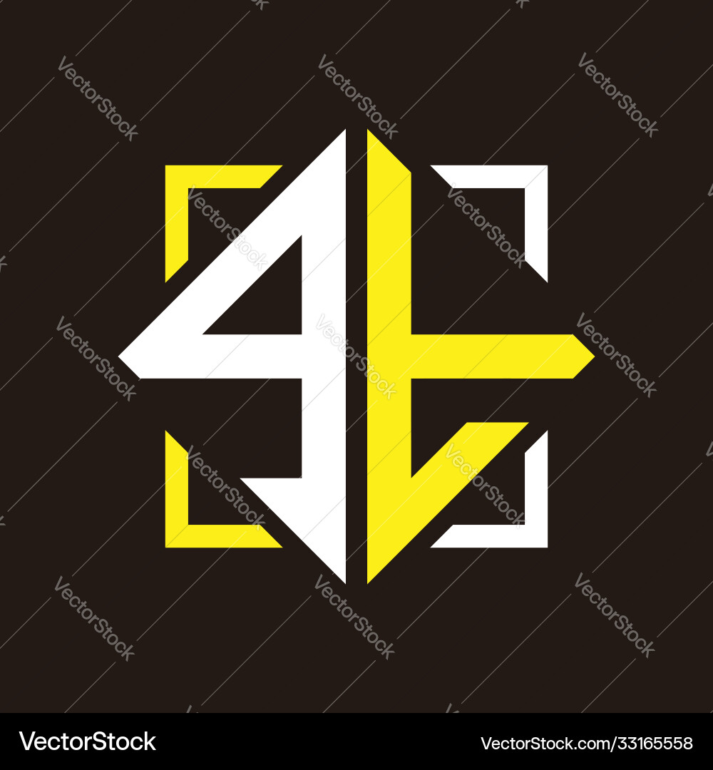 G t initials quadrangle monogram with square Vector Image