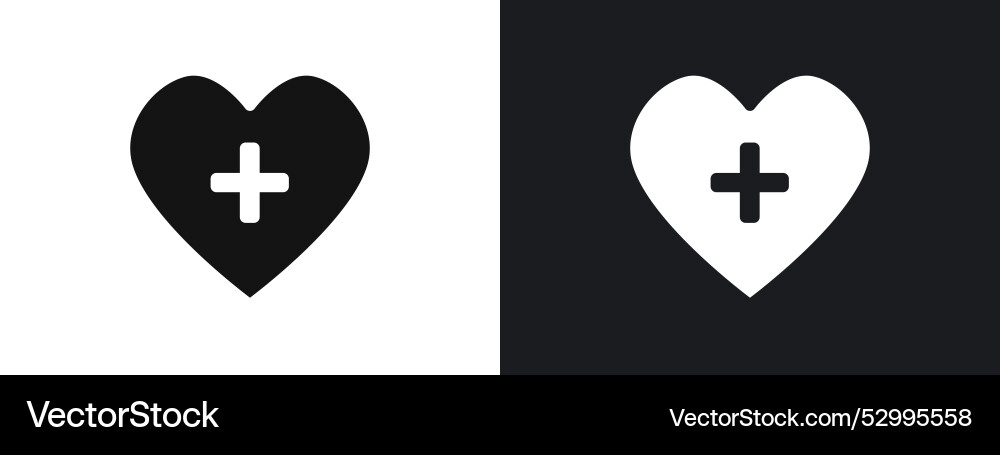 Heart plus icon linear graphics set in black Vector Image