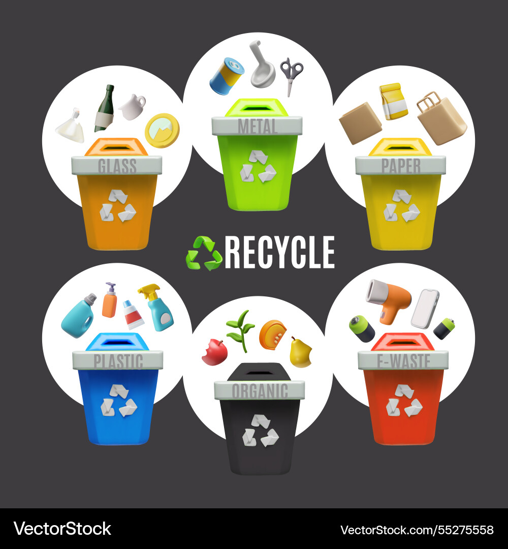 Müllsortierbehälter mit Recycling-Symbol Müllsortierbehälter mit Recycling-Symbol vektorbild