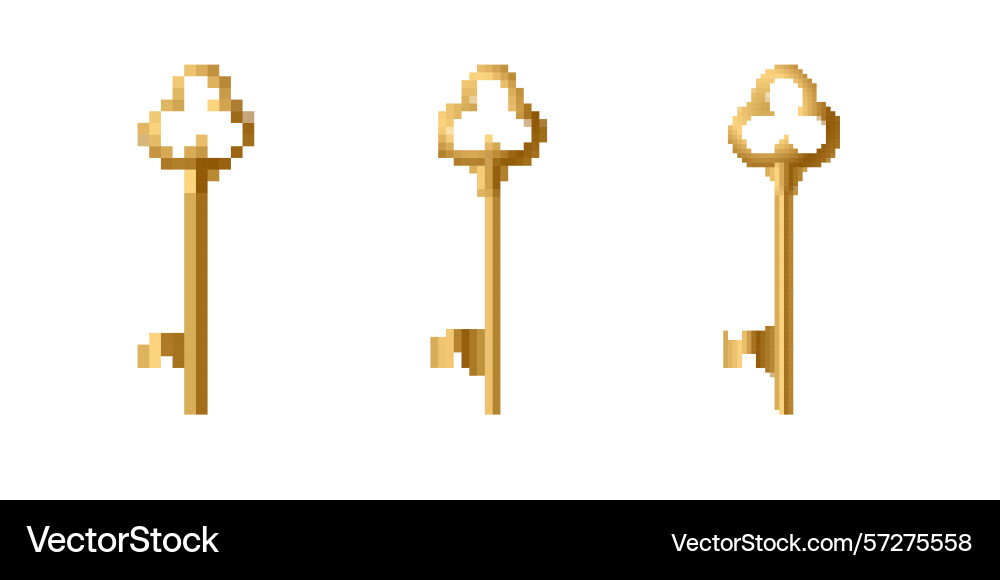 Mosaic style pixel keys in 8 bit design evoking vector image
