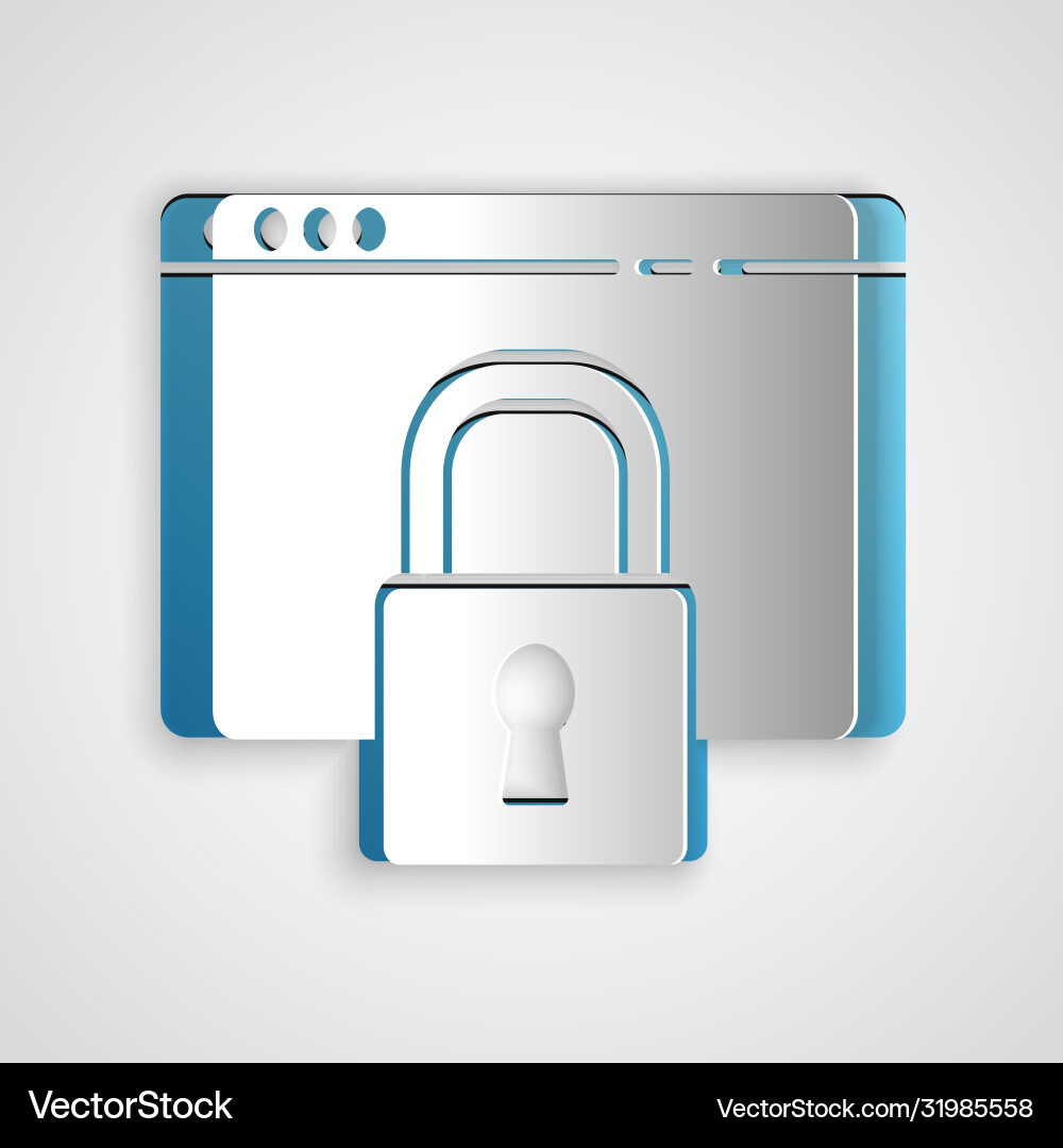 Paper cut secure your site with https ssl icon Paper cut secure your site with https ssl icon Vector Image