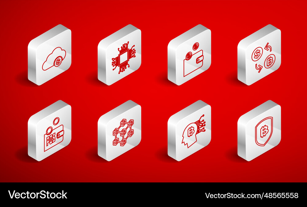 Set line shield with bitcoin processor Set line shield with bitcoin processor Vector Image