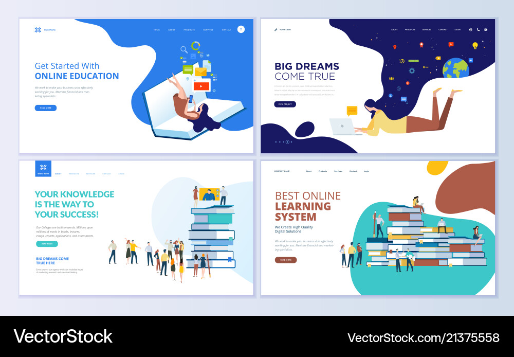 Set von Web-Seite Design Vorlagen für Bildung Set von Web-Seite Design Vorlagen für Bildung vektorbild