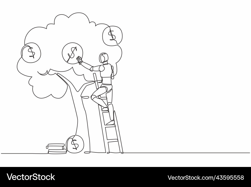 Single continuous line drawing robot picking Single continuous line drawing robot picking Vector Image