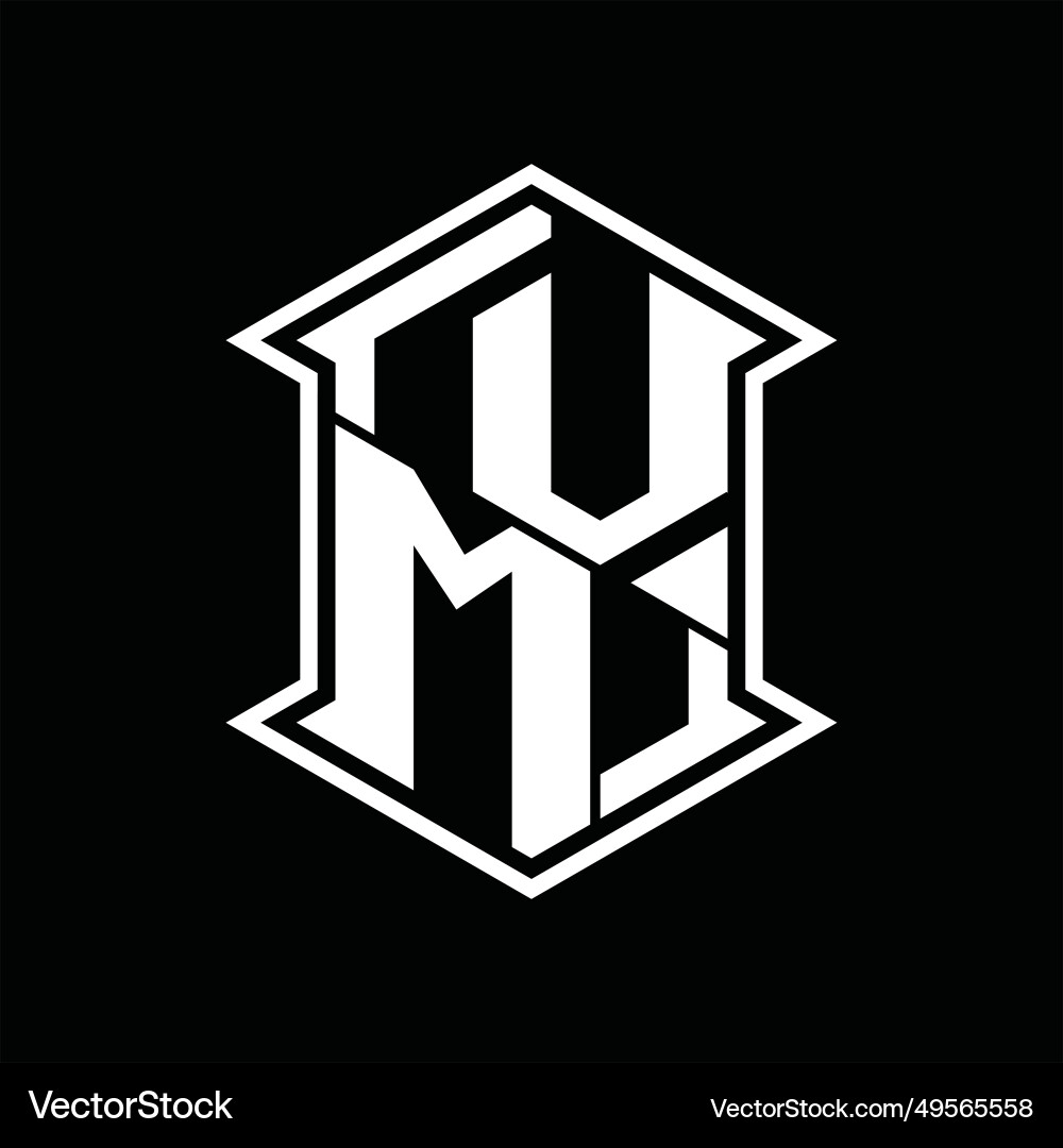 Vm logo monogram hexagon shield shape up and down Vm logo monogram hexagon shield shape up and down Vector Image