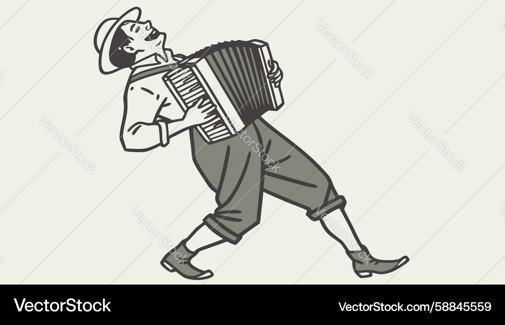 Accordion Player in Motion Vector Image