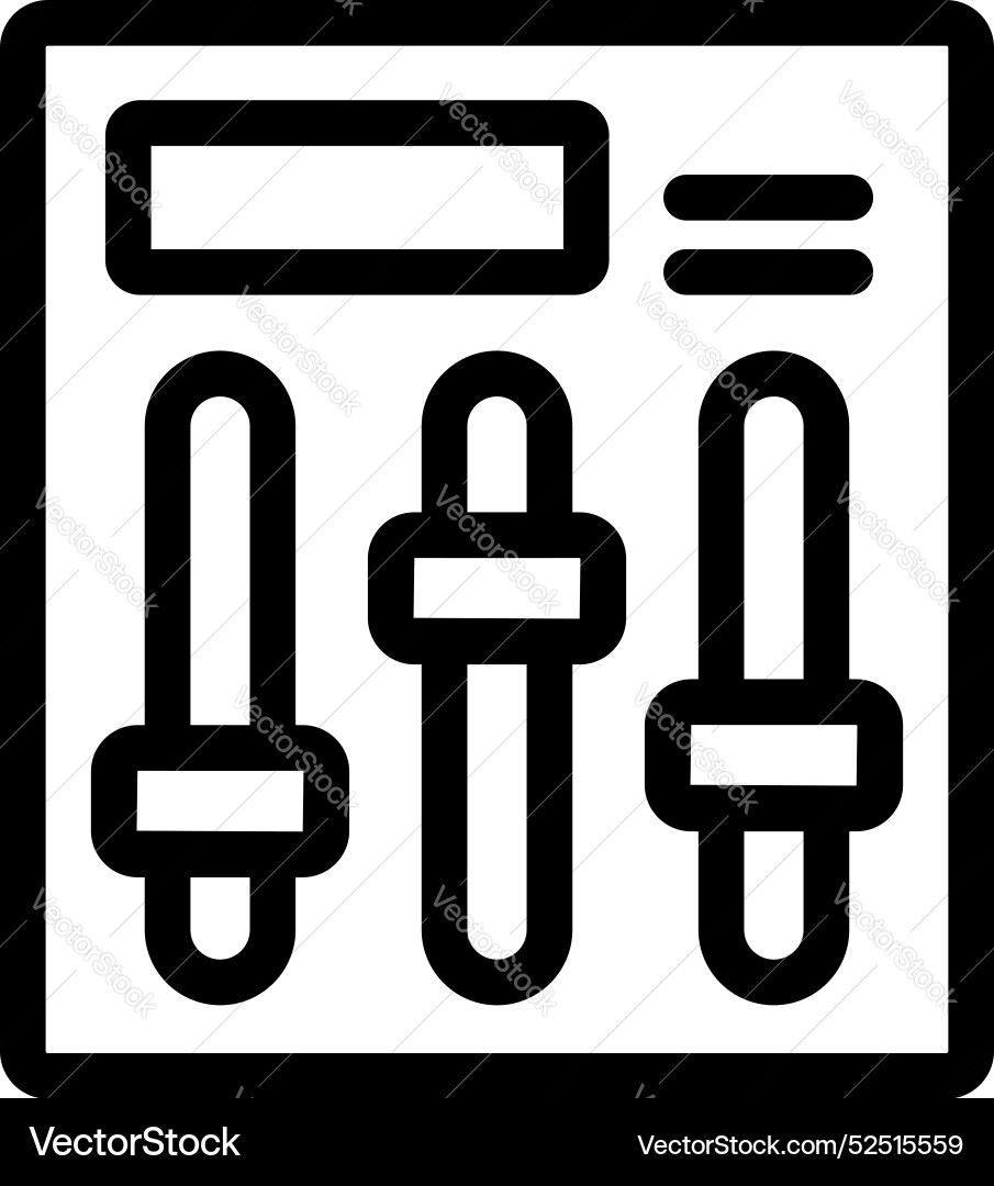 Audio control panel interface with three vertical Audio control panel interface with three vertical vector image
