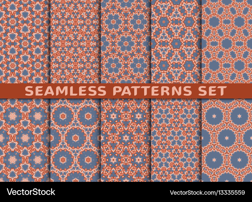 Beautiful colorful seamless patterns set Vector Image