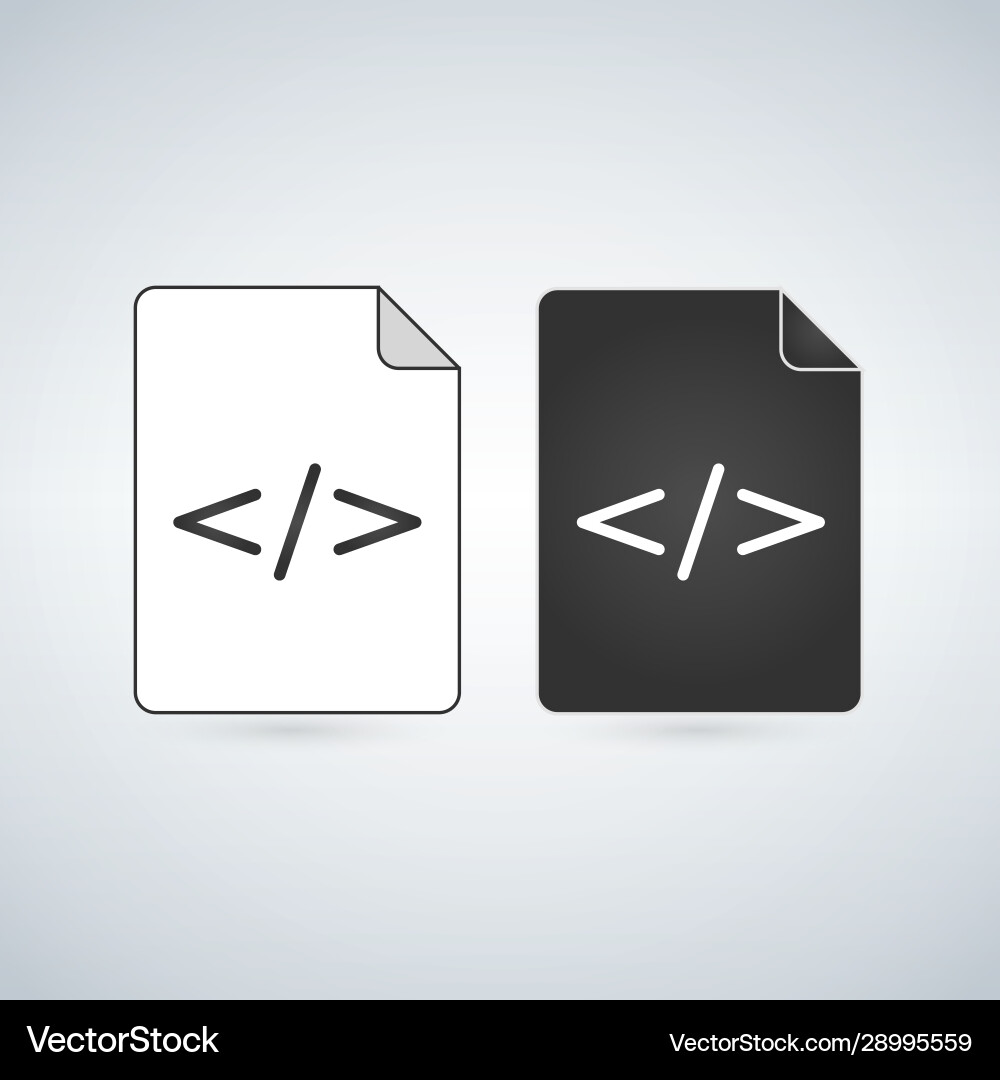 Black and white coding file icon isolated Black and white coding file icon isolated Vector Image