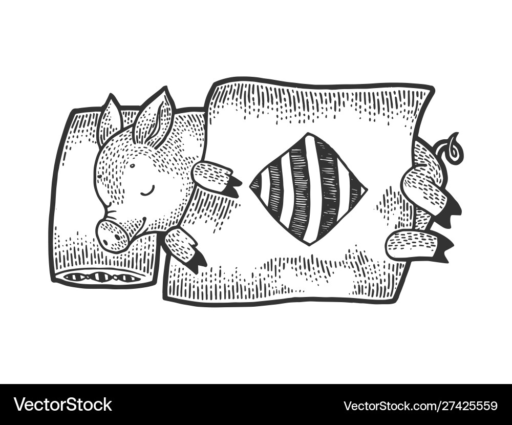 Cartoon Schlafschweinchen Skizzenstich Cartoon Schlafschweinchen Skizzenstich vektorbild