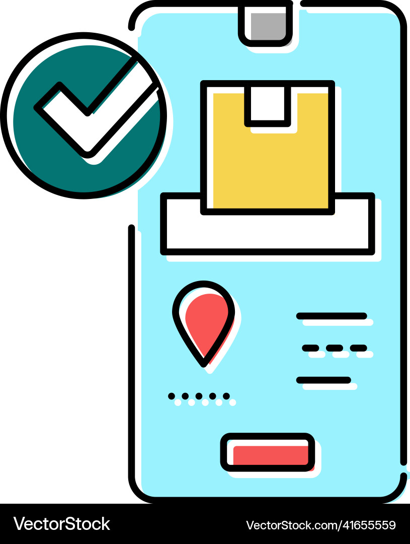 Check status phone app color icon Vector Image