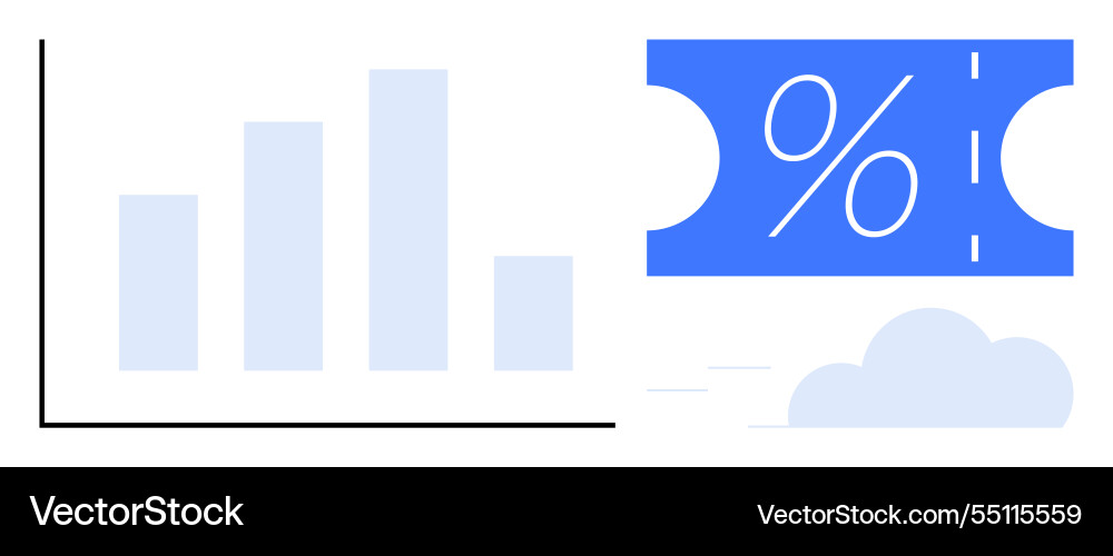 Comparison of bar chart data and discount Comparison of bar chart data and discount vector image