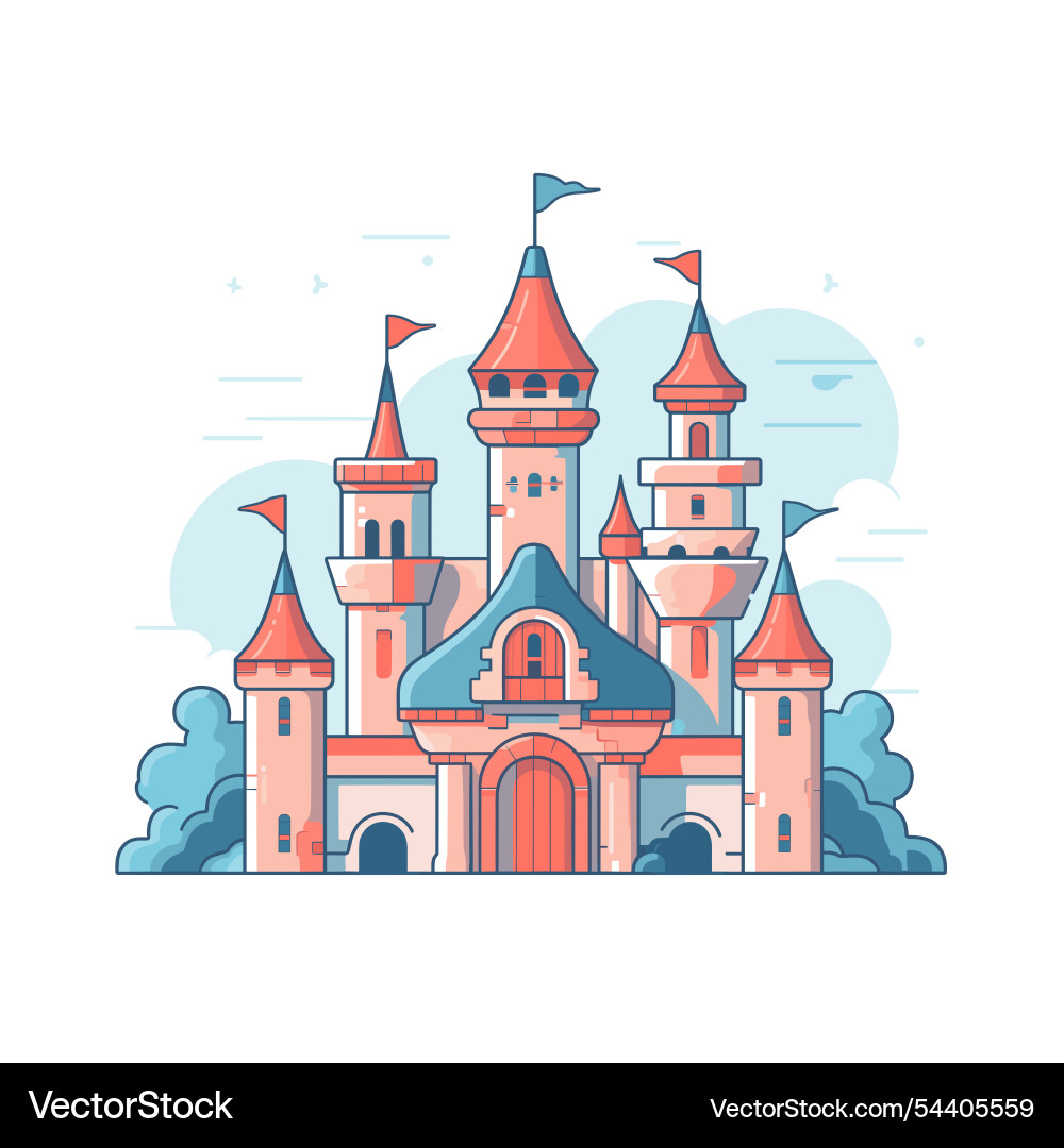 Design of an enchanting castle with multiple Design of an enchanting castle with multiple Vector Image