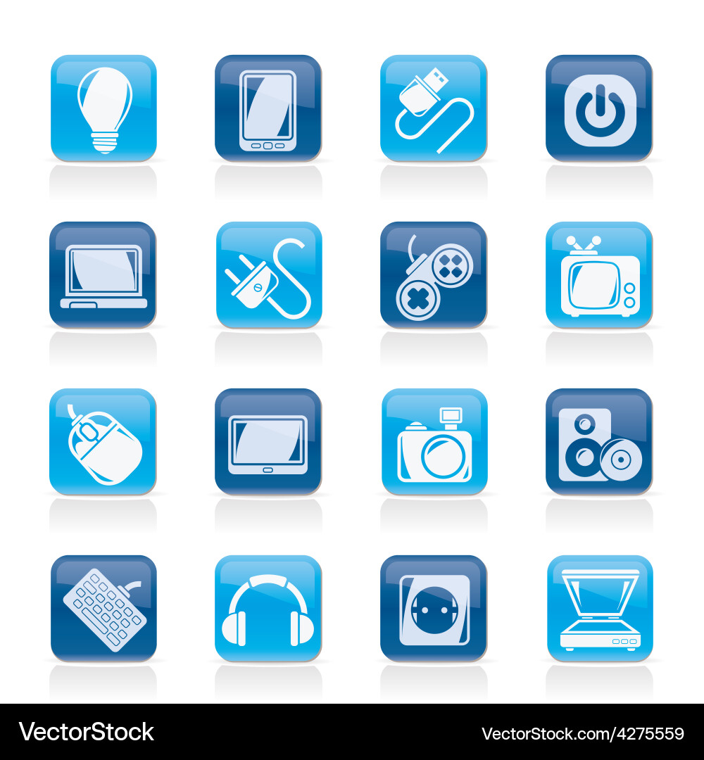 Electronic devices objects icons Vector Image