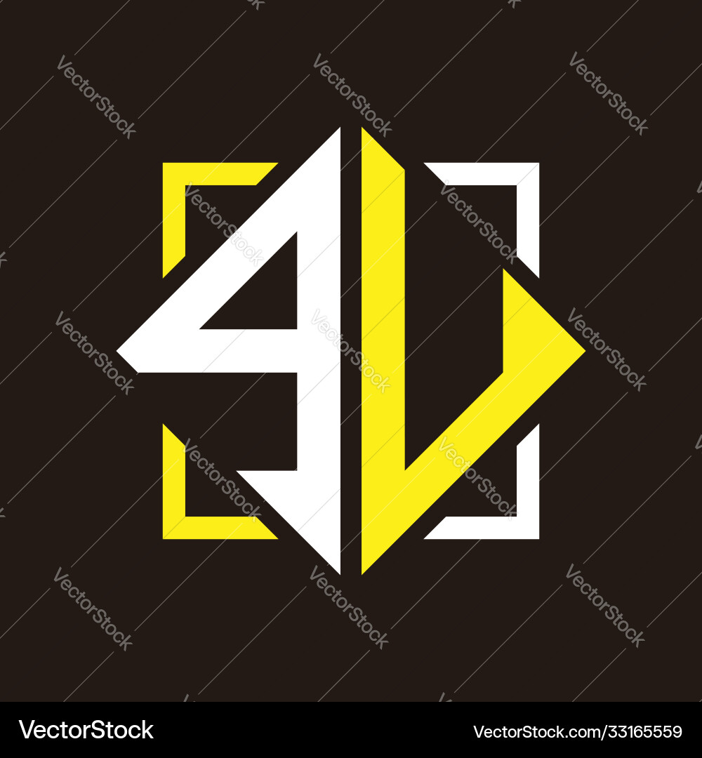 G u initials quadrangle monogram with square G u initials quadrangle monogram with square Vector Image
