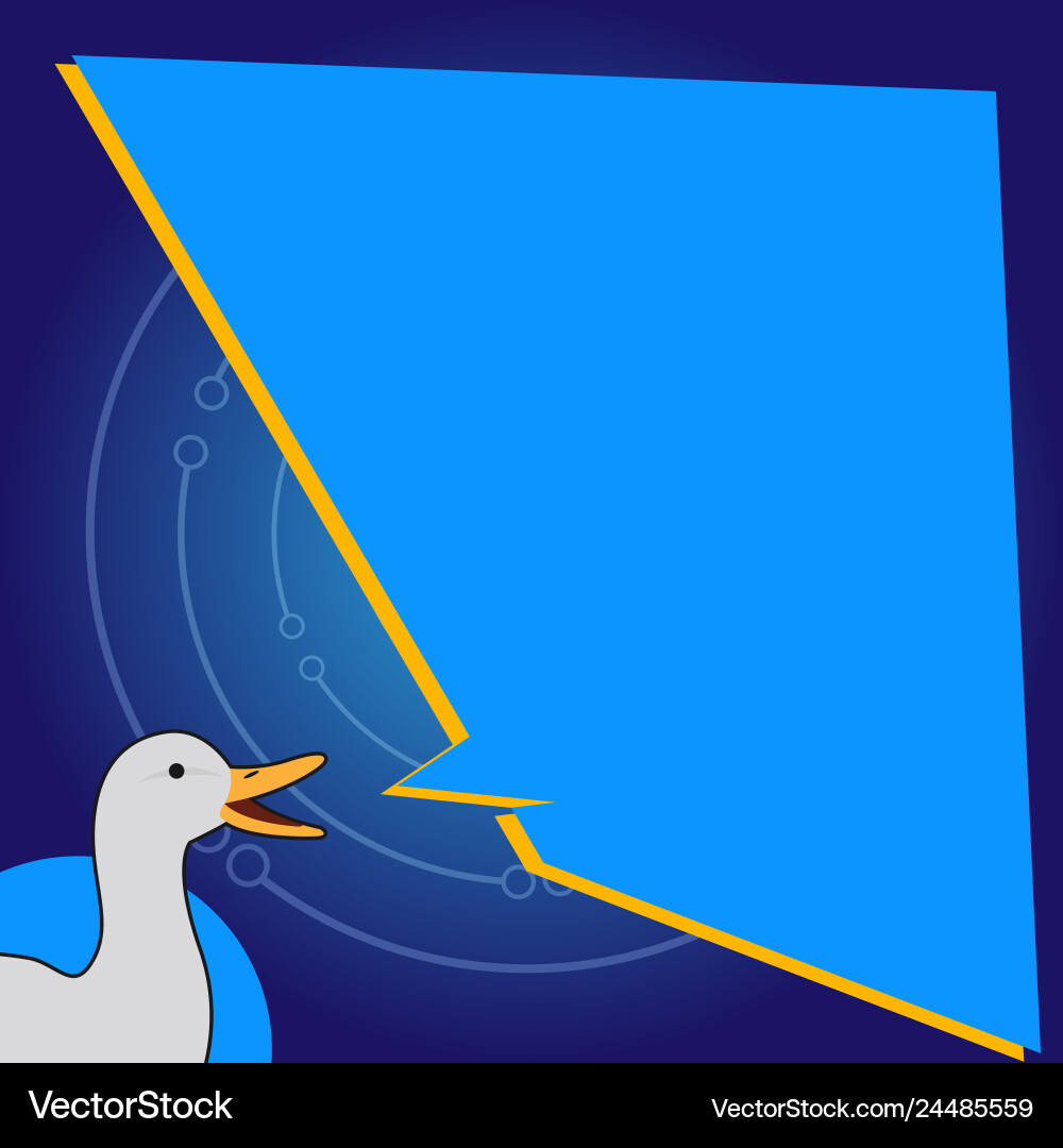 White duck talking with uneven shape speech bubble White duck talking with uneven shape speech bubble Vector Image